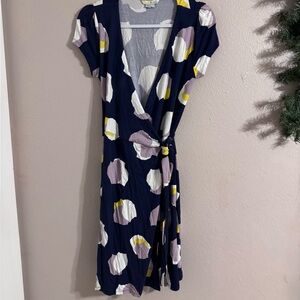 Boden Navy and White Polka Dot Midi Dress